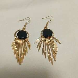 Elegant Gold and Black Dangle Earrings